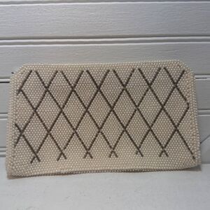 Vintage‎ small beaded clutch wallet pearl geometric pattern Midcentury Modern